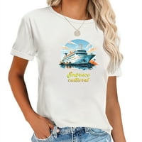 Прегърнете културното потапяне Круиз любител на кораба Графична тениска с къс ръкав, удобен и стилен летен връх за жени