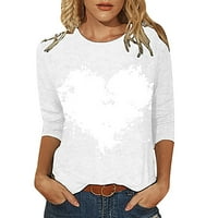 haxmnou дамски ежедневни върхове три четвърт ръкав кръгла шия тениска тениска с разхлабена блуза свободна туника отгоре бял m