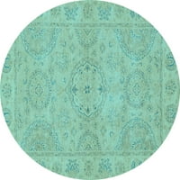 Ahgly Company Indoor Round Ориенталско светлосини традиционни килими, 5 'кръг