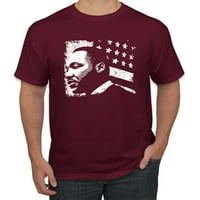 Wild Bobby, Martin Luther King Jr Classic MLK Flack History Flag, Black Pride, Men Graphic Tee, Maroon, 5x-голям