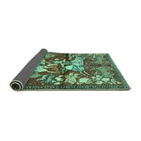 Ahgly Company Indoor Rectangle Animal Turquoise Blue Traditional Area Rugs, 2 '4'