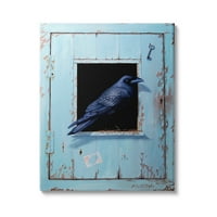 Ступел индустрии врана кацнала Рустик синя врата висящи ключ живопис галерия увити платно печат стена изкуство, дизайн от Алън