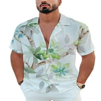 Glonme Men Топс Лапета шия блуза къса ръкав летни ризи празник редовно прилепване