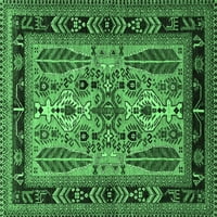 Ahgly Company Indoor Square Oriental Emerald Green Industrial Area Rugs, 6 'квадрат