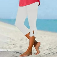 Meuva дамски ежедневен комфорт отпечатан участък с висока талия еластична подрязана панталона в стил курорт плажни гамаши