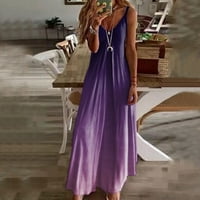 IOPQO Флорална рокля за жени Макси рокли за жени Лято без ръкави Бохо Сунджадс ежедневно V Врат дълга рокли плажна рокля за ваканция