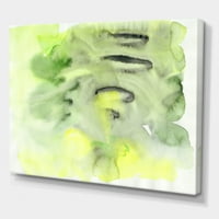 Абстрактен езерце на жълто и зелено живопис платно изкуство печат