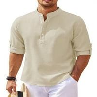 Капрез мъже върхове на ревера риза с дълъг ръкав туника риза ежедневни тениски надолу блуза каки s