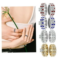 Jiyugala пръстени за жени момичета инкрустирани прасковени сърце Циркон пълни диаманти Микроинградирани диаманти модел европейска американска двойка пръстен подаръ