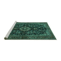 Ahgly Company Machine Wareable Indoor Square Medallion Turquoise Blue Traditional Area Cugs, 6 'квадрат