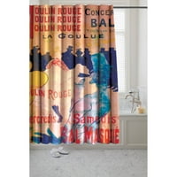Moulin Rouge Музейна колекция полиестер тъкан душ завеса, размер 70 x72