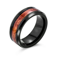 Широка Koa Wood Inlay Black Wedding Band Титаниев пръстени за мъже
