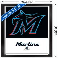 Маями Марлинс-Плакат За Стена С Лого, 14.725 22.375 В Рамка