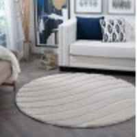 Съвременна площ килим шаг дебел ивица крем, крем вътрешен кръг лесен за почистване