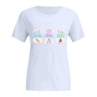 Дамски върхове Просверие бяла блуза за жени, които излизат върхове за жени, отпечатани плюс размер тениски с о-деколтета за печат