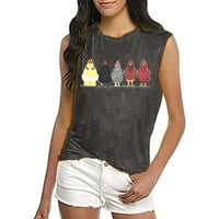 Uublik Valentines дрехи жени мама пилешки върхове танкови ризи сладки тениски с къси ръкави ферма върхове