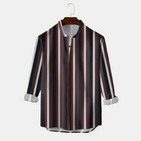 Ретро мъже социални блузи Мъжки пролет и есенна модна ивици от свободното време 3D цифрови отпечатани риза с дълъг ръкав горна