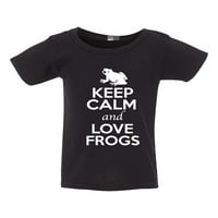 Запазете спокойствие и любов жаби жаба скок любител на животните смешно дете деца тениска тениска