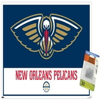 Ню Орлиънс Пеликани-лого плакат за стена с пушките, 14.725 22.375