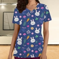 Kakina s ризи за жени модерни графични тройници с къс ръкав с v-образно деколте за печат блуза камаш
