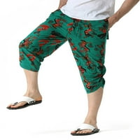 Abtel men capri панталони флорални печат харем панталон ежедневно подрязани панталони Мъжки леки плажни дъна Зелени m