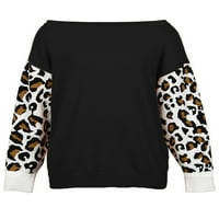 Keeccty дамски суичъри за запознанства леопардови пачуърки от рамо тениски с дълъг ръкав
