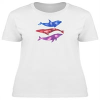 Прохладен акварелен китов силует тениска жени -изображения от Shutterstock, женски малки