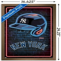 Ню Йорк Янкис - Неонов Плакат За Стена На Каска, 14.725 22.375 В Рамка