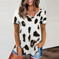 fvwitlyh тениски за жени тийнейджъри жени тениски печат лято основно-t риза ръкав raglan върхове къси леопард женски риза с дълъг