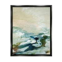 Модерни Плажни Вълни Изпръскват Абстрактна Живопис Струя Черно В Рамка Изкуство Печат Стена Изкуство