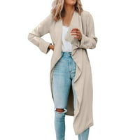 Пролетни якета за жени цип дамски солиден цвят яке възрастни с дълъг ръкав ревер окоп средна дължина пал