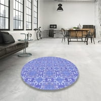 Ahgly Company Indoor Round Marvemed Jeans Blue Area Rugs, 8 'Round