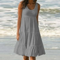 Yanhoo женски летни рокли без ръкави небрежни рокля суинг мини летна плажна рокля