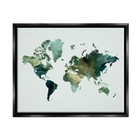 Ступел Зелен Тонизирана Световната Карта Пътуване И Места Живопис Черно Плаване Рамкирани Изкуство Печат Стена Изкуство