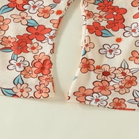Coduop Toddler Kids Girls Jumbsuits Floral Print Leeveles Romper Casual Flare Pants Playsuits