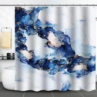 Синя мраморна завеса за душ, сини бели завеси за душ с куки за миене полиестер 72 x72