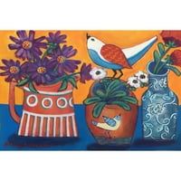 Мармонт хил оранжеви и сини Вази живопис печат върху платно