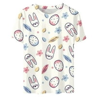 Женски великденски ризи зайчета великденски яйца Графичен тройник с къс ръкав сладък тениска екипаж на врата плюс размер блуза