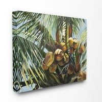 Ступел Начало Дé Кочор тропически палмови кокосови орехи зелен жълт живопис платно стена изкуство от Сузан Уилкинс