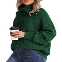 MA & бебешки дамски костенурка пуловер пуловер пуловер с дълъг ръкав плетен кабел извънгабаритни пуловери отгоре