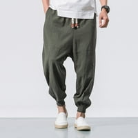 Товарни панталони Labakihah за мъже мъже памучно бельо плътно еластично талия небрежни панталони с теглене на панталони от средна