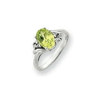 Солиден 14k бяло злато 10x овален перидот зелен август Gemstone Diamond годежен пръстен размер