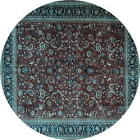 Ahgly Company Indoor Round Персийски светлосини традиционни килими, 4 'кръг