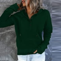 Дамски качулки пуловер графичен огромен суичъри бутон Моден суичър якета с качулка сладки удобни дрехи с дупка на палец