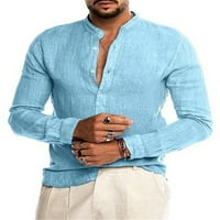 Абтел мъжки ризи с дълъг ръкав блуза модни върхове мъже редовно годни празнични туника риза бяло m