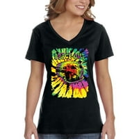 Xtrafly Apparel Women's Peace Out Van Hippie Tie Dye Summer Beach V-Neck тениска