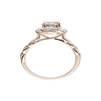 1-Каратов Т. Г. в. Морганит и каратов диамантен пръстен в 10к Розово злато