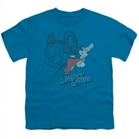 Trevco Mighty Mouse-Double Mouse- младежи с къс ръкав 18- Tee- Turquoise-голям
