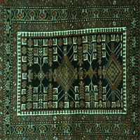 Ahgly Company Machine Wareable Indoor Rectangle Persian Turquoise Blue Traditional Area Rugs, 6 '9'