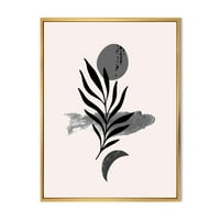 Дизайнарт 'абстрактно Черно тропическо листо' модерна рамка платно за стена арт принт